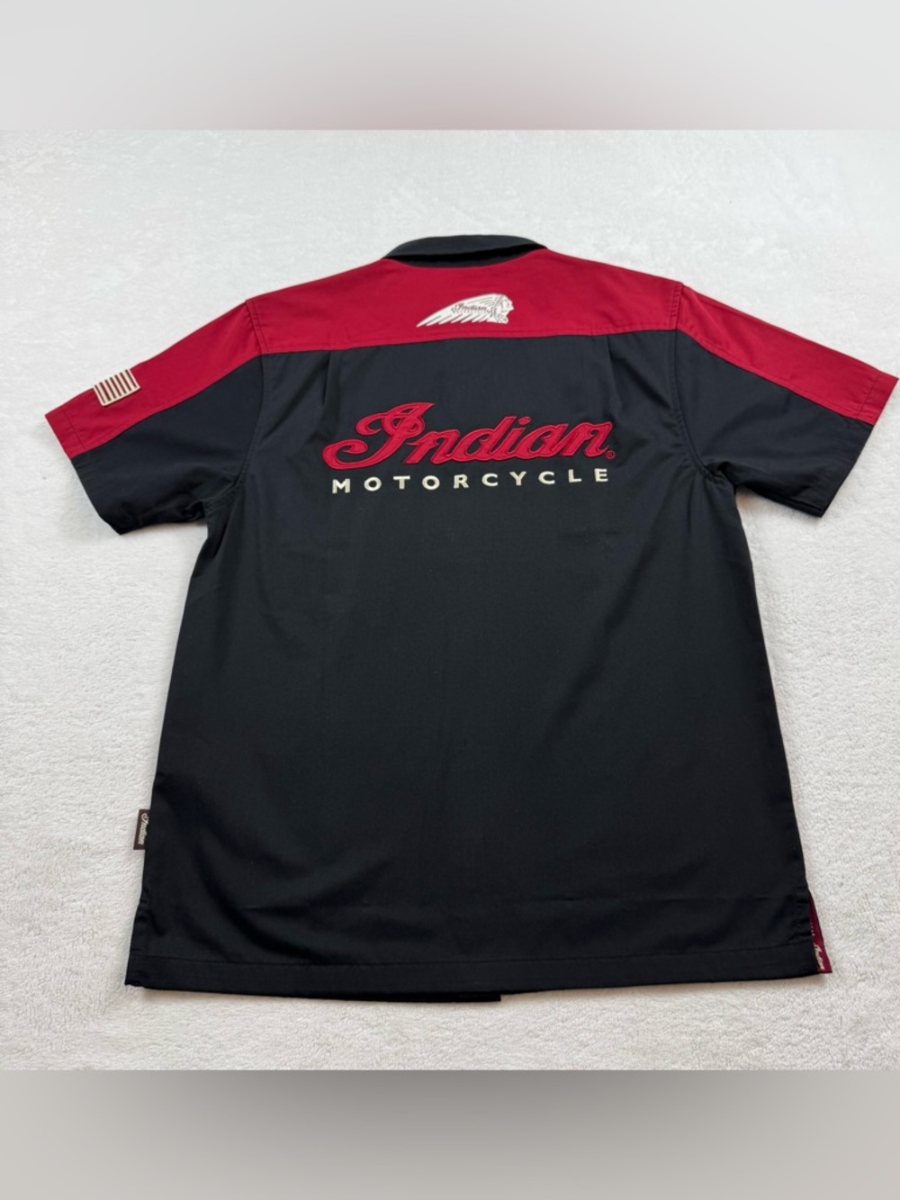 Indian motorcycle work shirt men’s small black red button up embroidered pockets